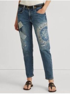 Ralph Lauren black label Provence Wash Relaxed Tapered Logo Jeans size 2